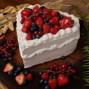 Berries Cream Heart Cake 6